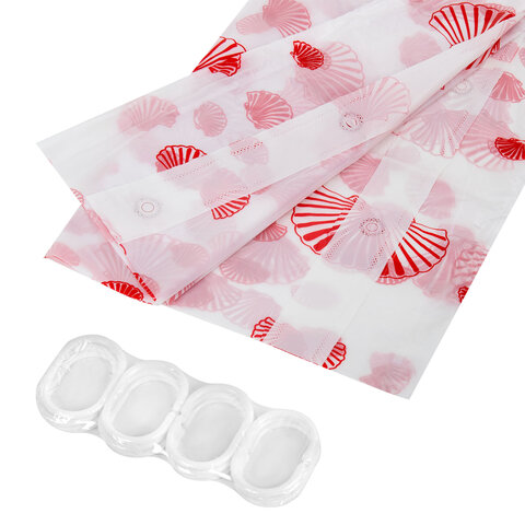 Шторка для ванной PEVA, 180х180 см, кольца в комплекте, 3 дизайна ассорти, МОРЕ, WBZ (ВБЗ), 700069