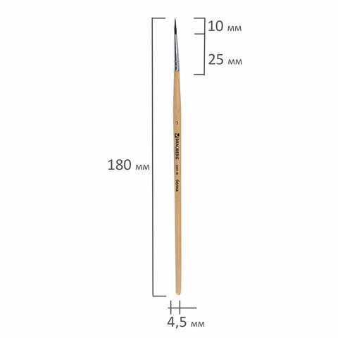 Кисть BRAUBERG, белка, круглая, № 1, 200178