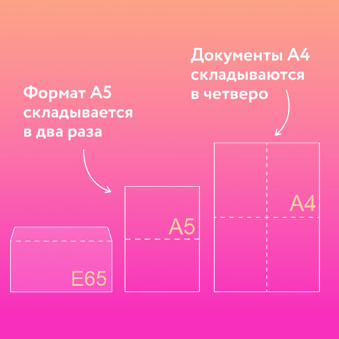 Конверты Е65 (110х220 мм), клей, 80 г/м2, КОМПЛЕКТ 50 шт., клапан автомат, 206.50