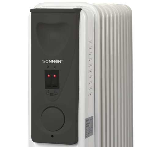 Обогреватель масляный SONNEN DFS-11, 2500 Вт, 11 секций, белый, 453500
