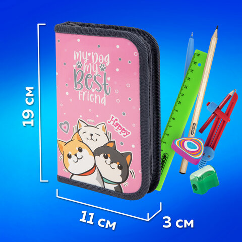 Пенал ПИФАГОР, 1 отделение, ламинированный картон, 19х11 см, "Best team", 272240