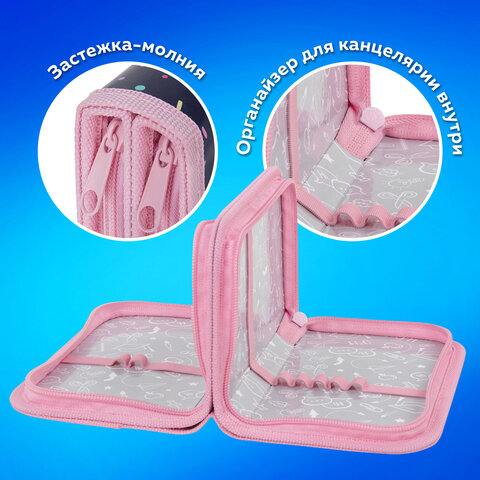 Пенал ПИФАГОР, 2 отделения, ламинированный картон, 19х11 см, "Comic donuts", 273482