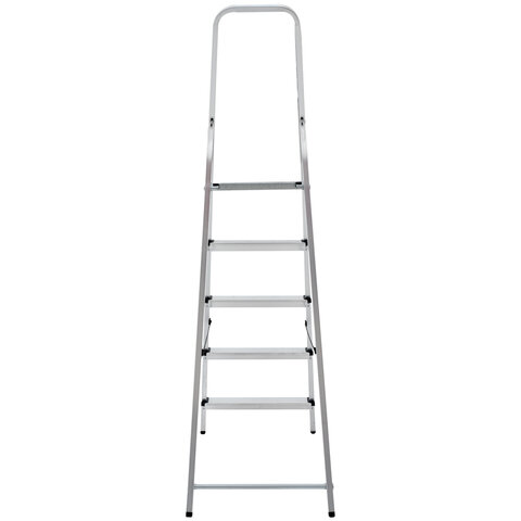 Стремянка алюминиевая 5 ступеней, высота площадки 1,04м, дуга безопасности 0,6м, площадка 26х26см, до 150кг, вес 4кг, НОВАЯ ВЫСОТА, 1110105