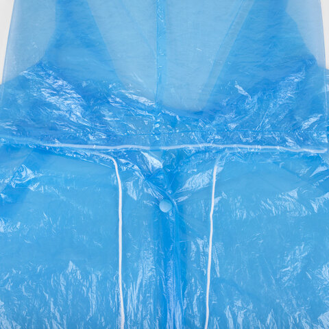 Дождевик-плащ синий на кнопках полиэтиленовый, универсальный размер 120x80 см, SHAMAANI (ШАМААНИ), 610929