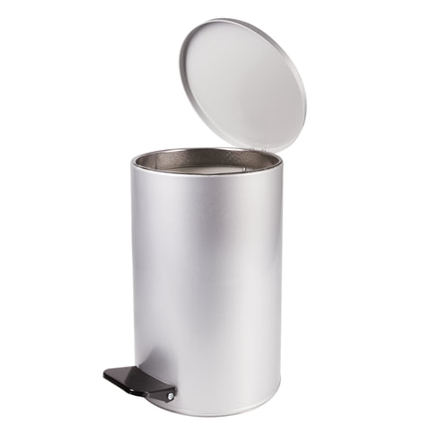Ведро мусорное с педалью 10 литров, УСИЛЕННОЕ, серое, оцинкованная сталь, ТИТАН