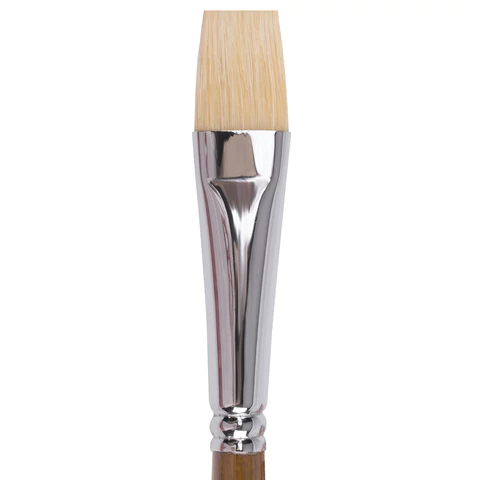 Кисть художественная профессиональная BRAUBERG ART CLASSIC, щетина, плоская, № 24, длинная ручка