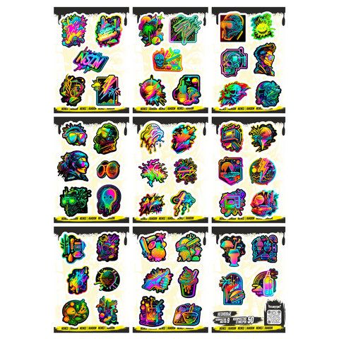 Наклейки виниловые, 44-50 шт., 9 листов, А6, "МОДЕРН", АССОРТИ, NALEPKING