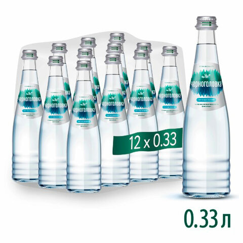 Вода негазированная минеральная ЧЕРНОГОЛОВКА, 0,33 л, стеклянная бутылка