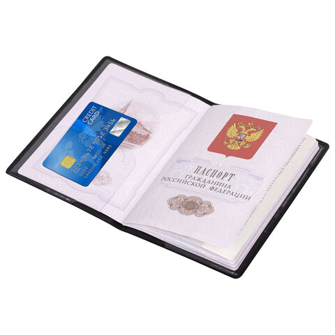 Обложка для паспорта "Passport Map", мягкая экокожа, графитовая, STAFF, 238875