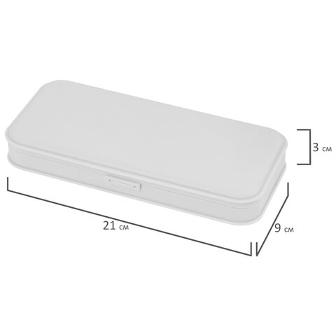 Пенал пластиковый BRAUBERG, серый, С НАКЛЕЙКАМИ, 21х9х3 см, 272273