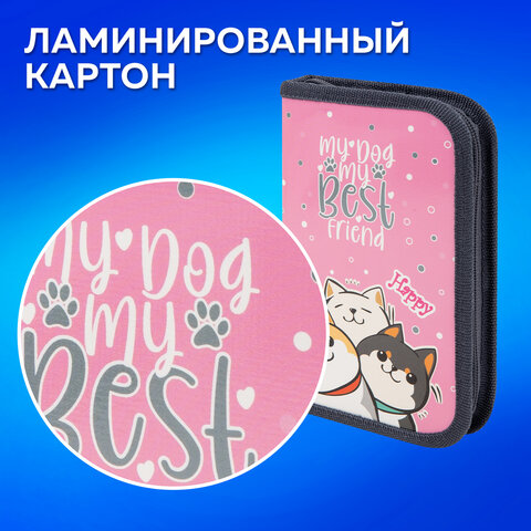 Пенал ПИФАГОР, 1 отделение, ламинированный картон, 19х11 см, "Best team", 272240