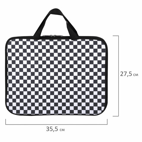 Папка на молнии с ручками BRAUBERG А4, 1 отделение, полиэстер, 20 мм, "Black and White", 272172