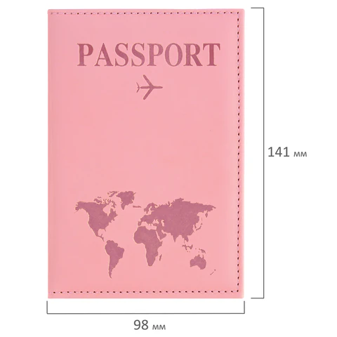 Обложка для паспорта "Passport map", экокожа soft-touch, розовая, STAFF, 238759