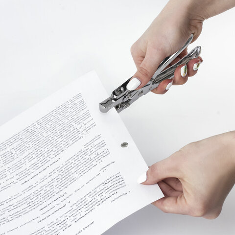 Дырокол металлический на 1 отверстие для люверса до 30 л., диаметр отверстия 5 мм, BRAUBERG, 272763