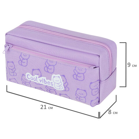 Пенал ЮНЛАНДИЯ ЮНИОР, 2 отделения, "Cool vibes", 21х9х8 см, 273821