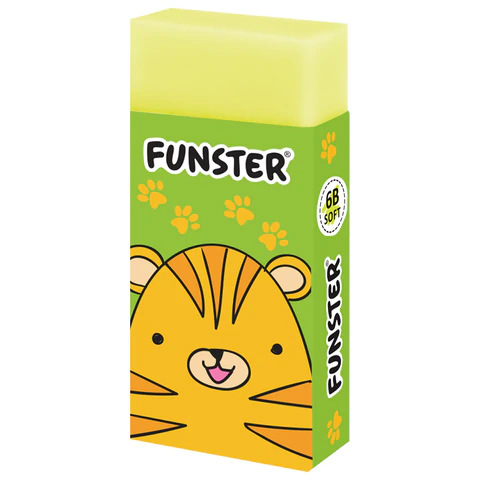 Ластик FUNSTER (ФАНСТЕР) "ANIMALS", 50х24х10 мм, прямоугольный, картонный держатель, экологичный ПВХ, ассорти, 272730