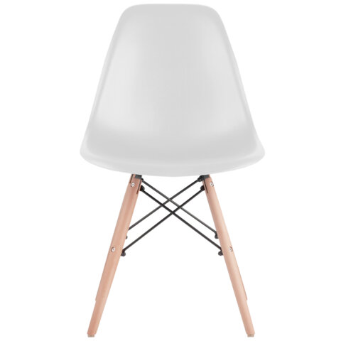 Стулья BRABIX "Eames CF-010", КОМПЛЕКТ 4 шт., пластик белый, опоры дерево/металл, 532630, 2033A