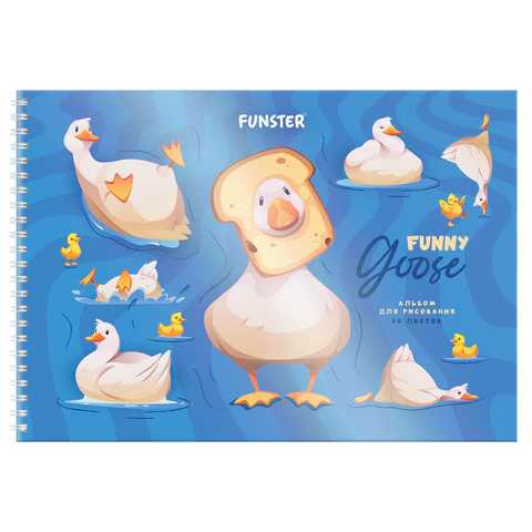 Альбом для рисования, пластиковая обложка, А4, 40 л., гребень, FUNSTER (ФАНСТЕР), 210х297 мм, АССОРТИ (8 видов), 107684