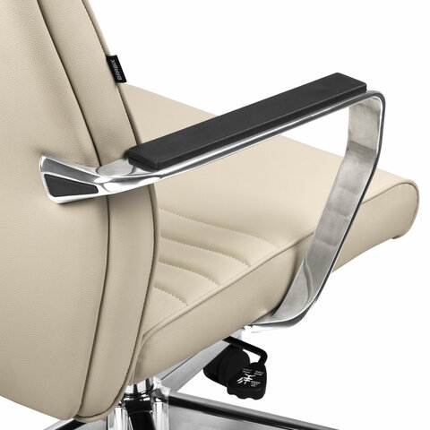 Кресло BRABIX PREMIUM "Solo EX-730", алюминий, хром, экокожа, бежевое, 532937