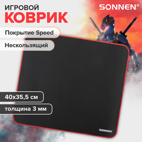 Коврик компьютерный для мыши большой SONNEN "CYBER OUTLAW", ткань + резина, 400х355х3 мм, 513616