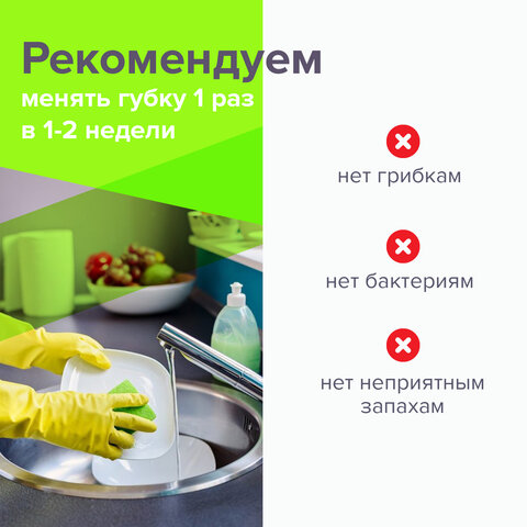 Губки для посуды 9,5х6,5х2 см, КОМПЛЕКТ 2 шт., ЦЕЛЛЮЛОЗНЫЕ (губчатые) с АБРАЗИВОМ, LAIMA К1106, 605487