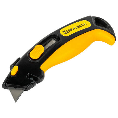 Нож универсальный мощный, BRAUBERG METALLIC PRO, автофиксатор, функция автовозврата, 238737