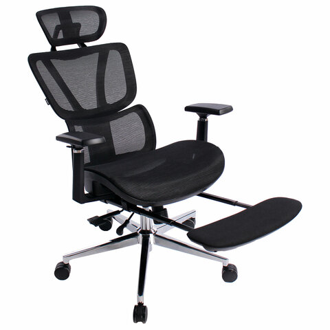 Кресло BRABIX PREMIUM "Evolution ER-700", подножка, слайдер, синхромеханизм, сетка, черное, 532947