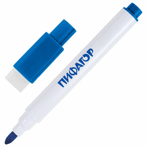 Маркеры стираемые 2 мм на магните со стирателем для белой доски и планера НАБОР 8 ЦВЕТОВ, ПИФАГОР, 152562