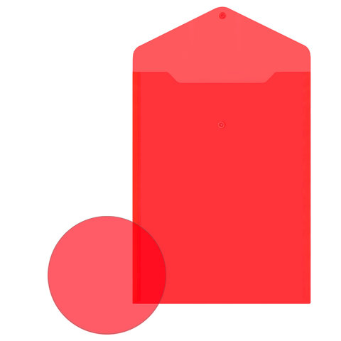 Папка-конверт с кнопкой прозрачная А4 BRAUBERG UNIVERSAL, вертикальная, красная, 0,15 мм, 273077