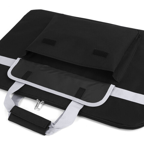 Сумка для художника СУПЕР РАЗМЕР А2+ (62 см х 45 см), чёрная, накладной карман, BRAUBERG ART CLASSIC, 272986