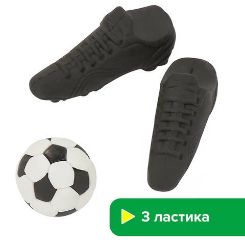 Набор ластиков фигурных ПИФАГОР "Футбол", 3 шт., форма и цвет ассорти, 223608