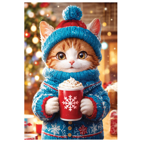 Пазл картонный НОВОГОДНИЙ 260 элементов АССОРТИ, 220х330 мм, HATBER