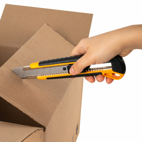 Нож универсальный мощный, 25 мм, BRAUBERG EXTRA, автофиксатор, резиновые вставки, 238731