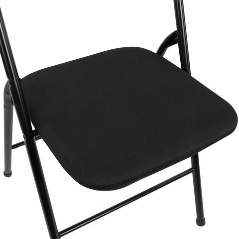 Стул складной BRABIX "Golf CF-007", чёрный каркас, чёрная ткань, гофрокороб, 533025