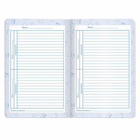 Дневник для музыкальной школы 140х210 мм, 48 л., обложка кожзам твердая, фольга, BRAUBERG, справочный материал, черный, 105502