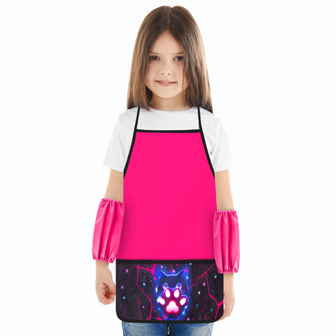 Фартук с нарукавниками для уроков труда BRAUBERG, 3 кармана, 46x54 см, "Pink lava", 273641