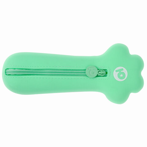 Пенал-косметичка ЮНЛАНДИЯ на молнии, силикон, "Paw Mint", мятный, 20х7 см, 270056