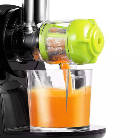 Соковыжималка шнековая KITFORT KT-1111-1, 150 Вт, функция реверс, контейнер для сока 0,6 л, черная, КТ-1111-1