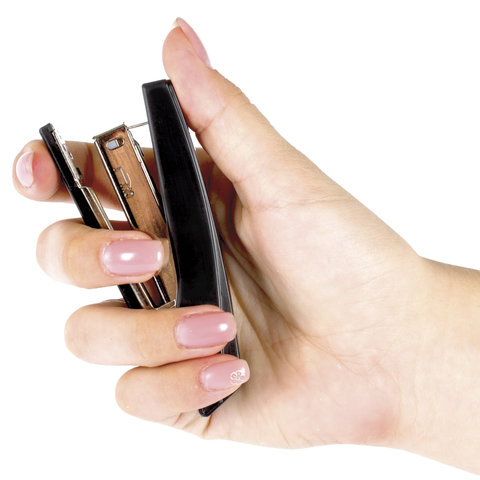 Степлер №10 STAFF "Basic", до 10 листов, с антистеплером, черный, 224625