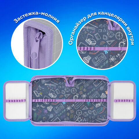 Пенал ПИФАГОР, 1 отделение, 2 откидные планки, полиэстер, 20х14 см, "Cats selfie", 273477