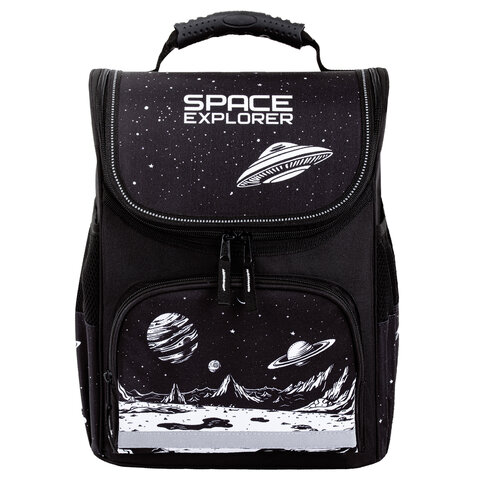 Ранец ПИФАГОР BASIC, 1 отделение, 3 кармана, эргономичная спинка, "Space invader", 35х28х18 см, 273140