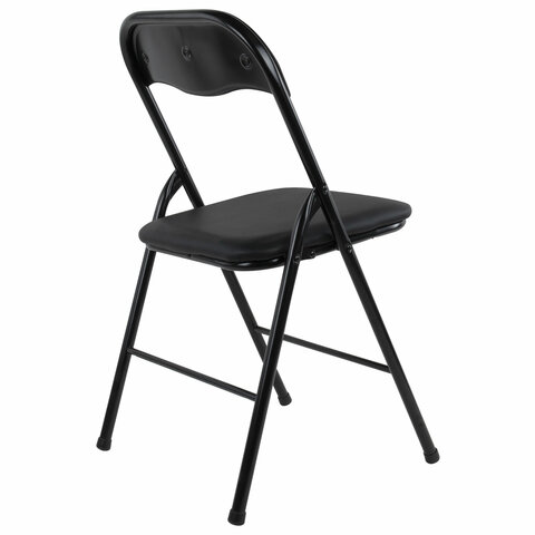 Стул складной BRABIX "Golf CF-007", черный каркас, кожзам черный, гофрокороб, 533024