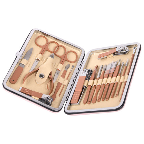 Универсальный набор для маникюра и педикюра 18 в 1 в футляре, STANDARD, розовый, WBZ (ВБЗ), 609488