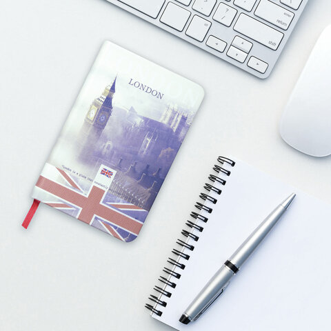 Блокнот МАЛЫЙ ФОРМАТ (100х150 мм) А6, BRAUBERG VISTA "London", под кожу, твердый, 80 л., 112092