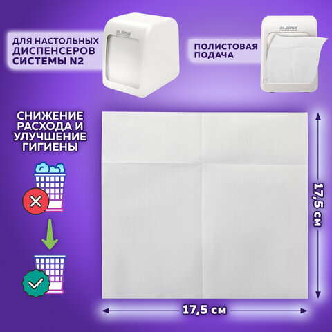 Салфетки бумажные для диспенсера, LAIMA (N2) PREMIUM, 1-слойные, КОМПЛЕКТ 30 пачек по 100 шт., 17x17,5 см, белые, 112509