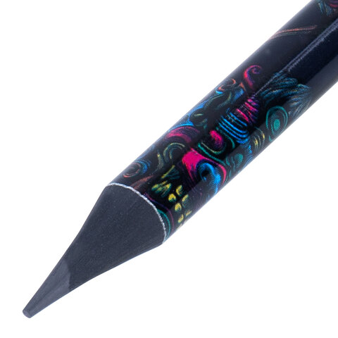 Карандаш чернографитный с принтом BRAUBERG "ONI", 1 шт., HB, с ластиком, корпус ассорти, 182023