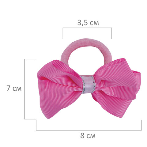 Резинки для волос НАБОР 2 шт., 8х3,5 см, с бантиком АССОРТИ, MONTE VITA (МОНТЕ ВИТА), 457109