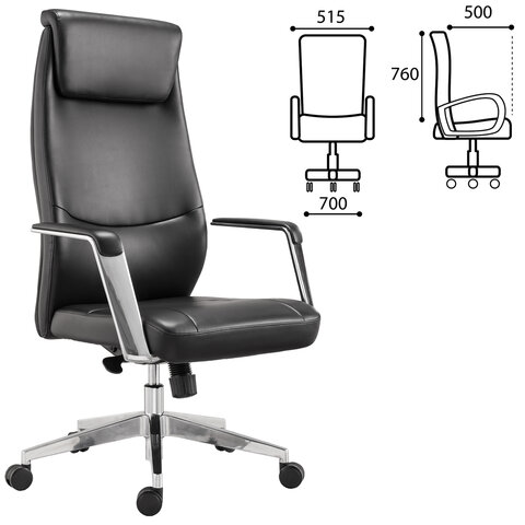 Кресло офисное BRABIX PREMIUM "Jazz EX-757", синхромеханизм, алюминий, экокожа, черное, 532489