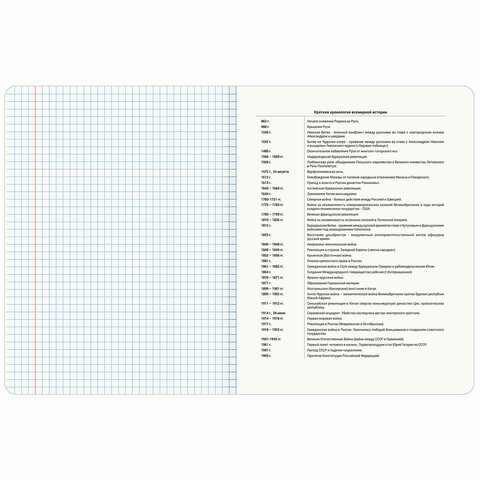 Тетрадь предметная ДАТЫ 48 л., TWIN-лак, ИСТОРИЯ, клетка, подсказ, BRAUBERG, 405129
