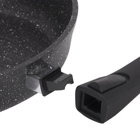 Набор посуды (сковорода 26 см, кастрюля 5 л, ковш 1,7 л, 2 съемных ручки, 2 крышки), МЕЧТА "Гранит Black", 001802